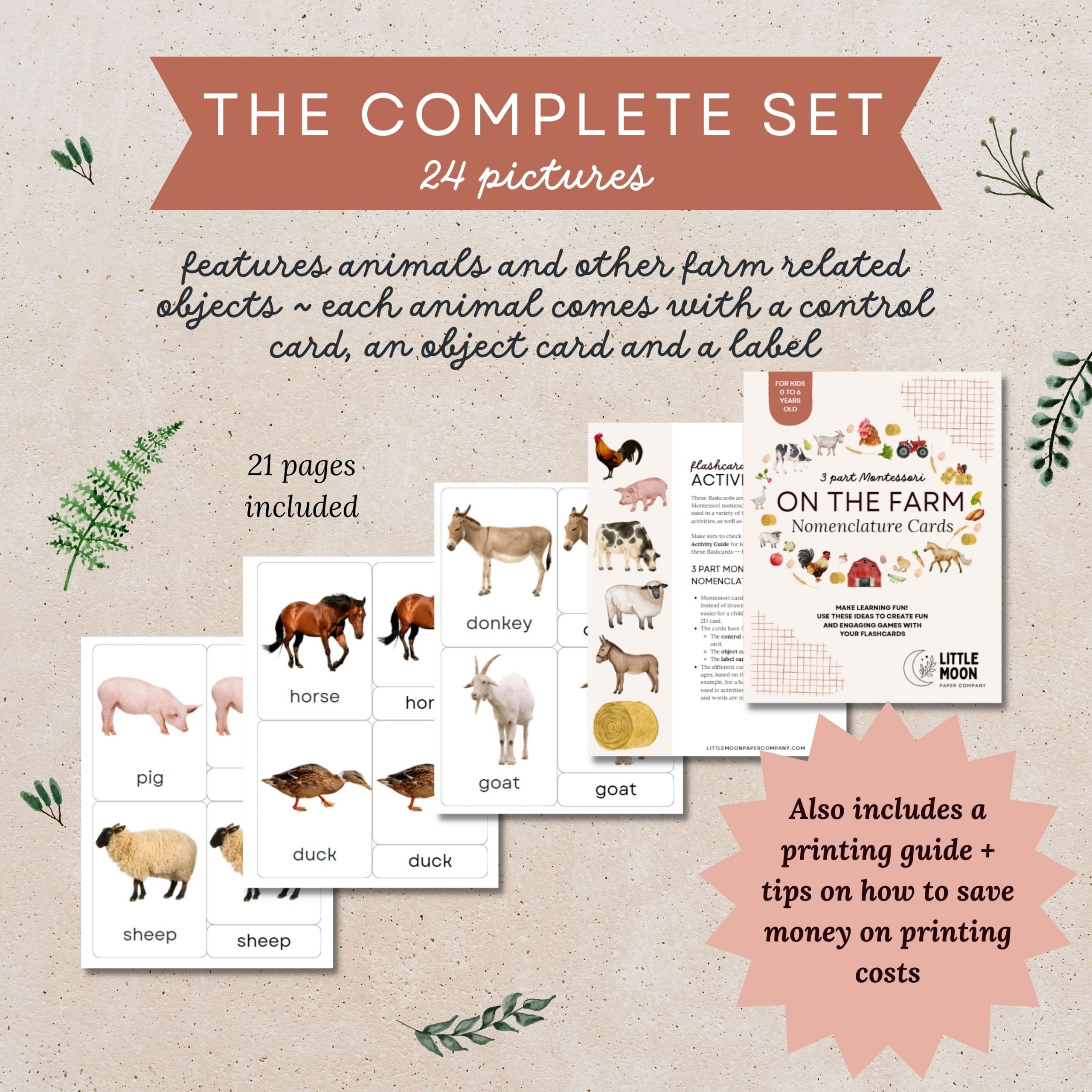 Farm Animal Flashcards with Real Pictures - Little Moon Paper Co