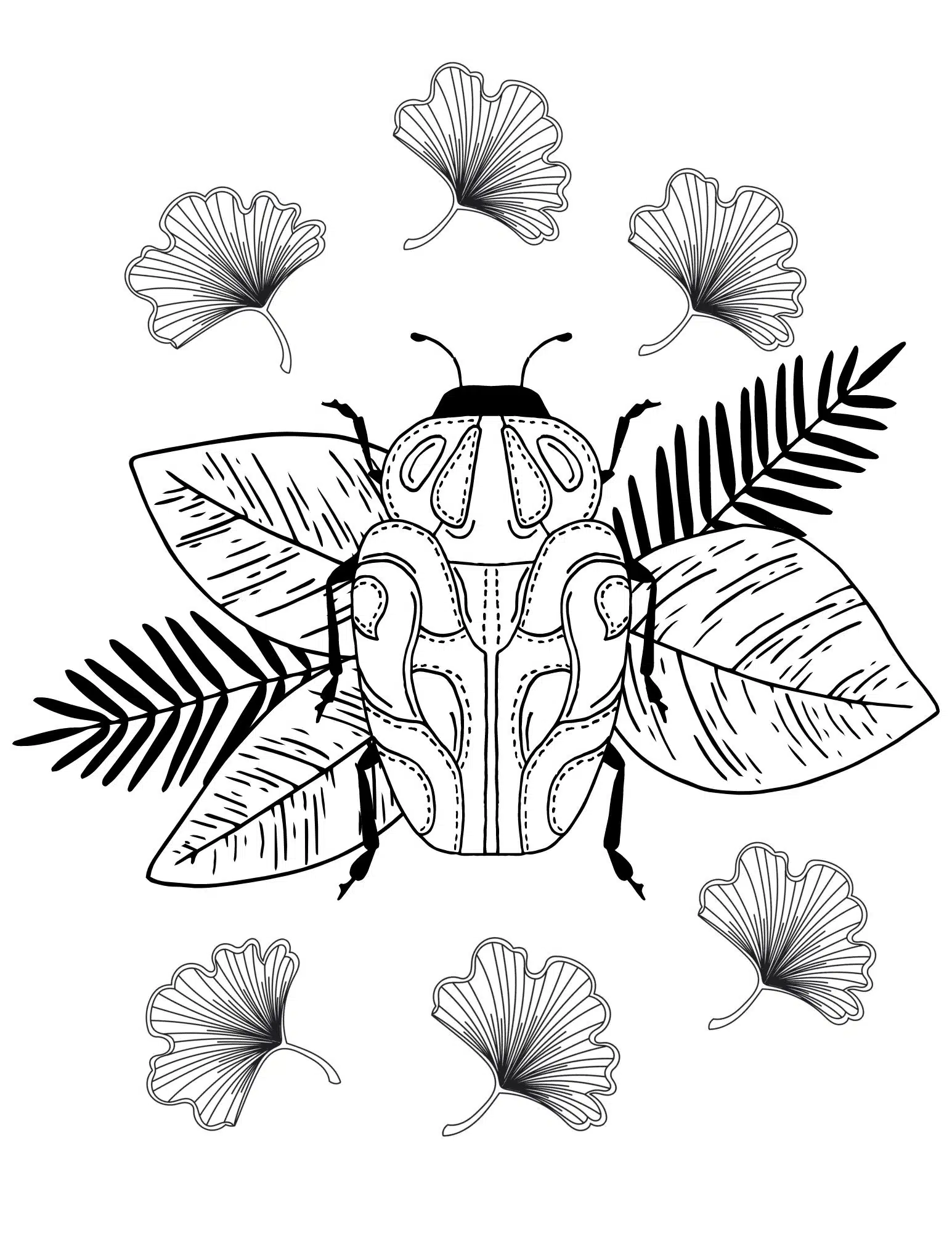 free printable insect bug and gingko leaves for preschoolers