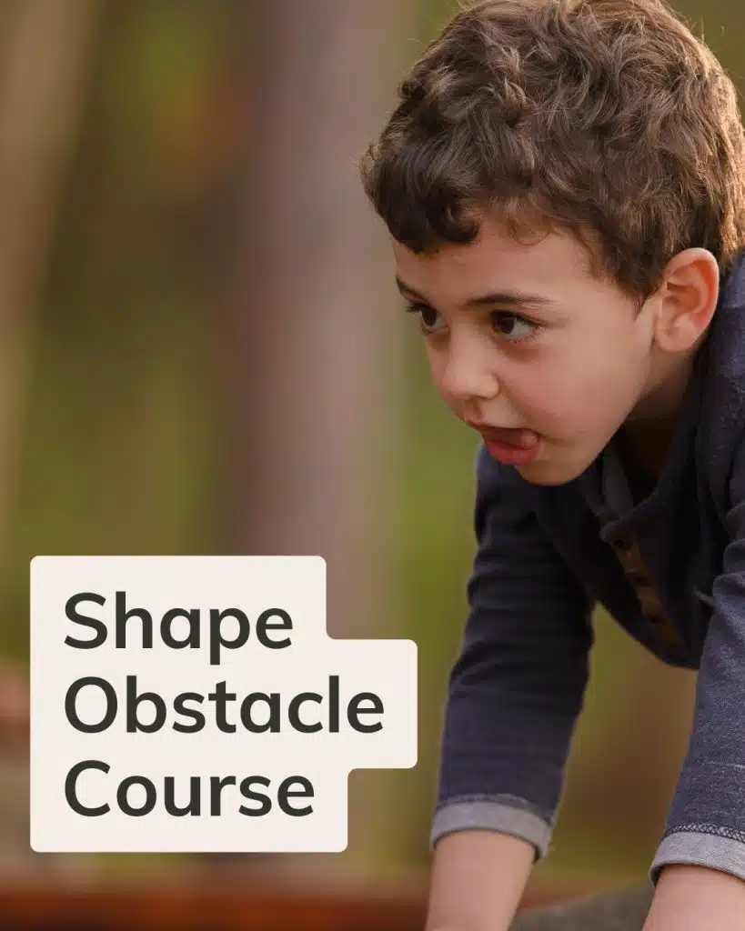 shape obstacle course idea for learning shapes for kids