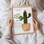 A cactus handprint craft using bright green paint, designed as a fun and easy desert activity for preschool.