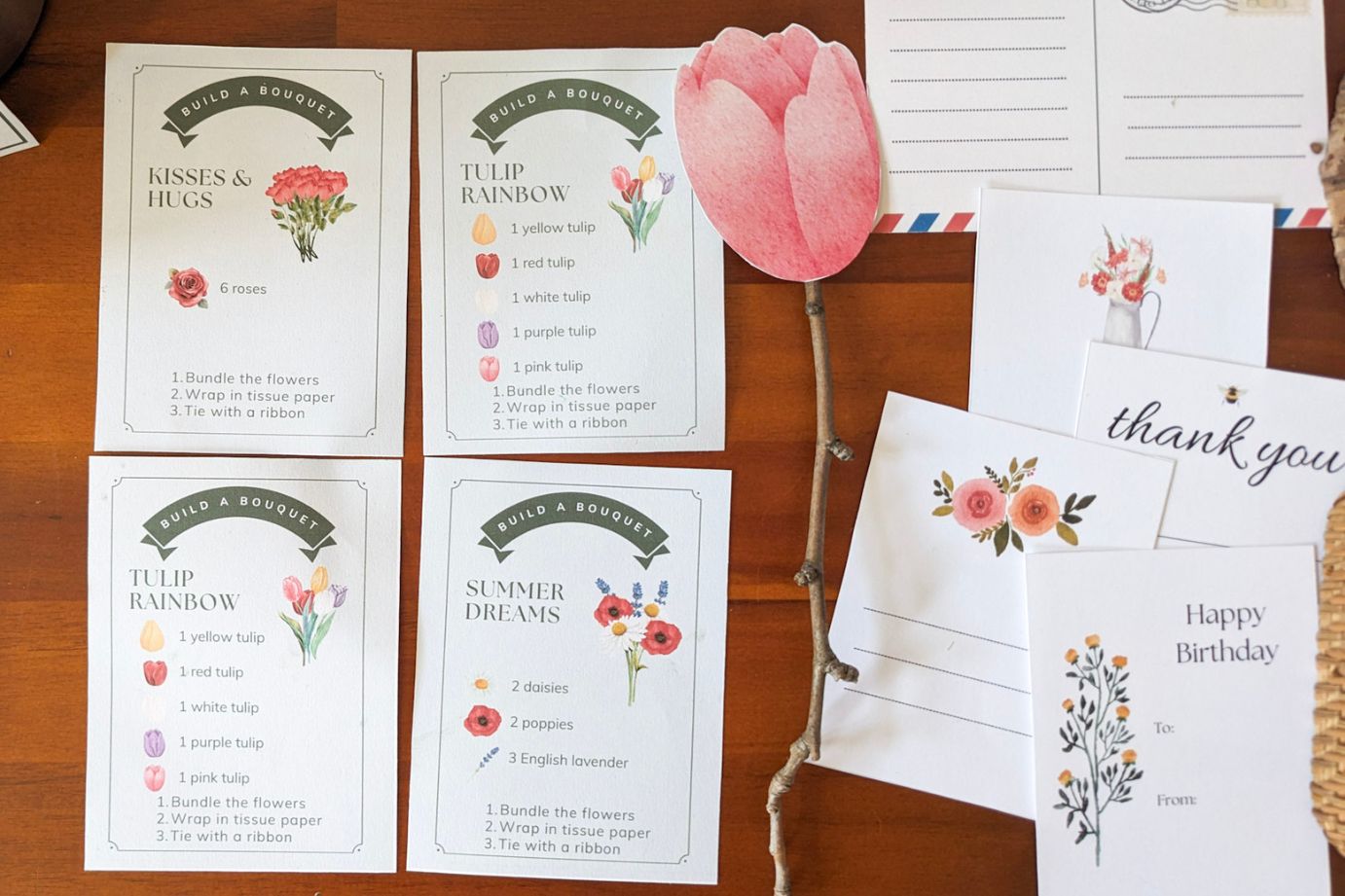 4 build a flower sequencing cards next to flower cut outs for a preschool center activity
